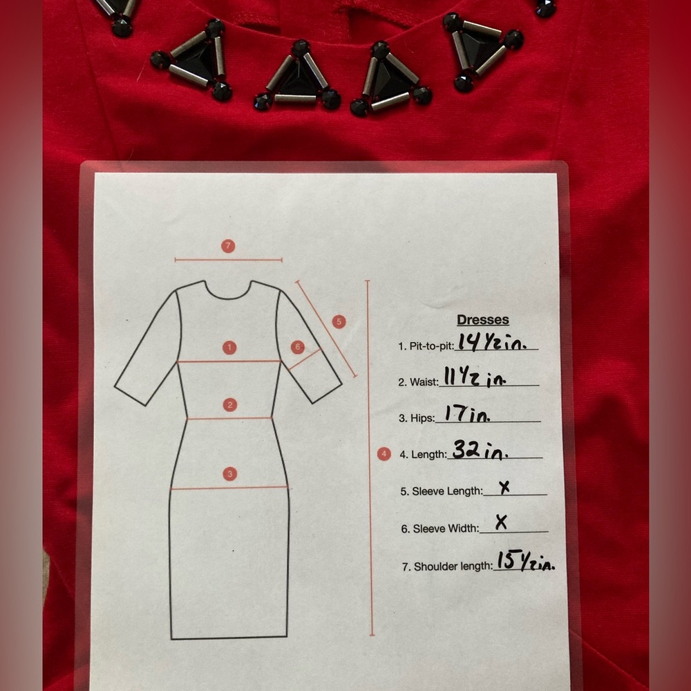Fab’rik Red‎ Beaded Collar Dress size S - Picture 4 of 4
